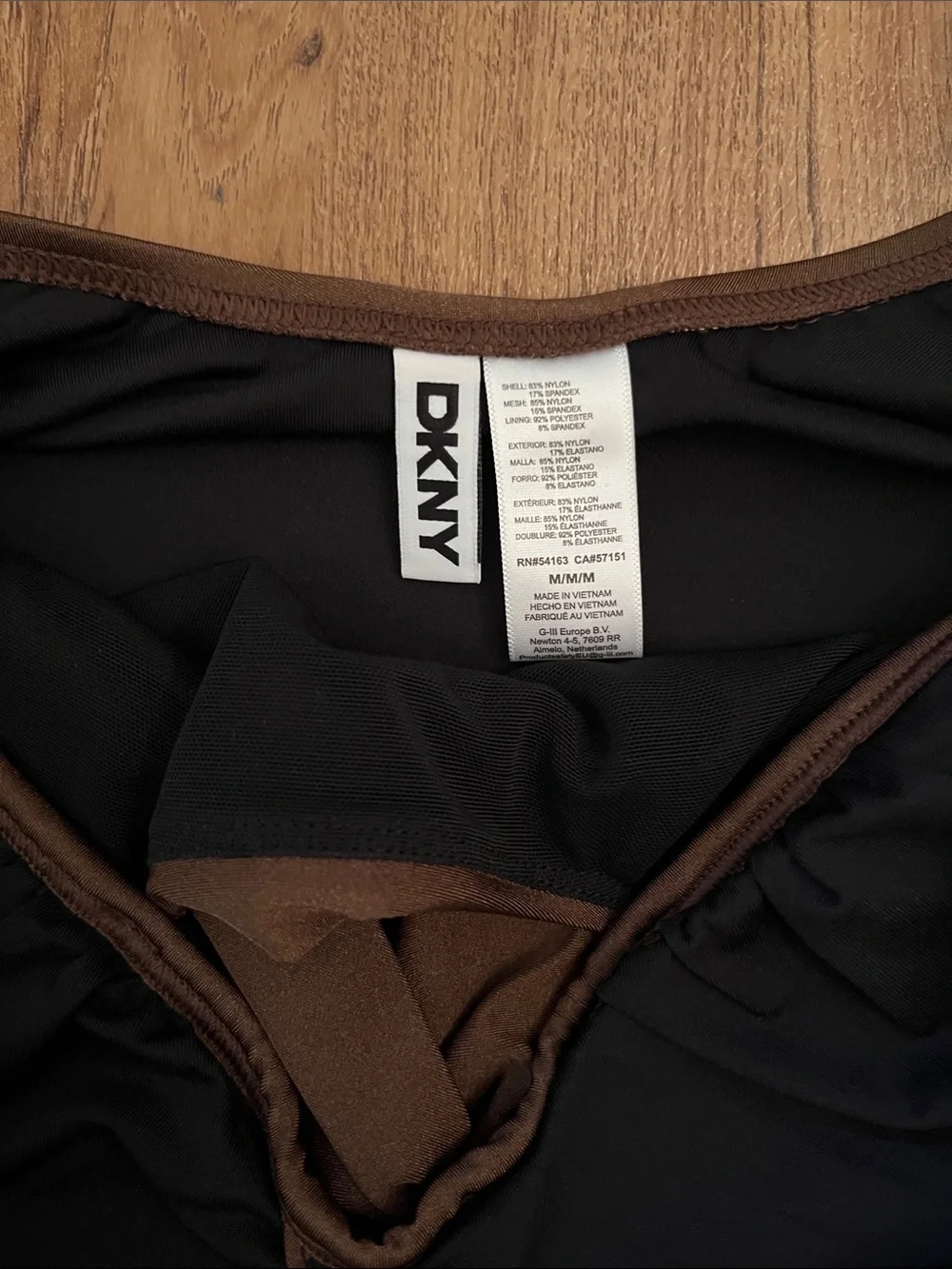 NWT DKNY Keyhole Twist Tummy Control One Piece Swimsuit Mocha Shimmer - Picture 6 of 9